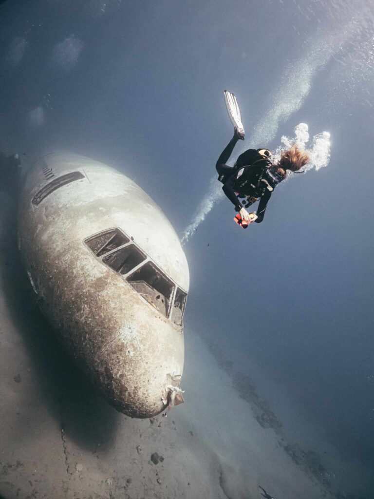 The cockpit of the plane wreck Lockheed L-1011 Tristar is one of the many things that can be explored when diving in Jordan