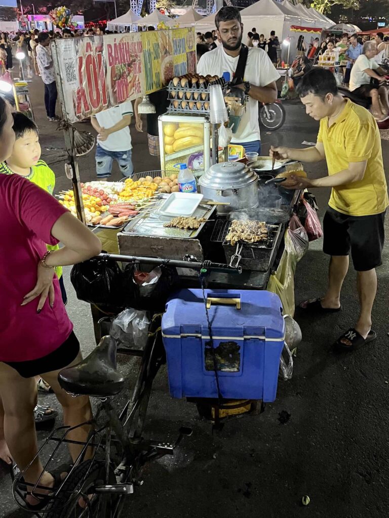 A Banh Mi street food stall in Hanoi's Old Quarter.